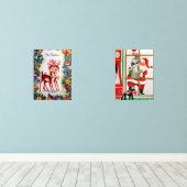 レトロなヴィンテージサンタのトナカイのクリスマス (ウッドフロア)