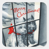 レトロなヴィンテージスコッティードッグクリスマス スクエアシール (正面)