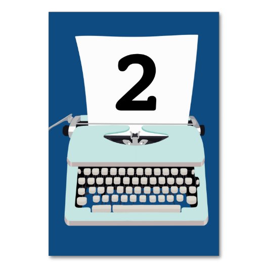 レトロなヴィンテージタイプライターと紙のデザイン テーブルナンバー (正面)