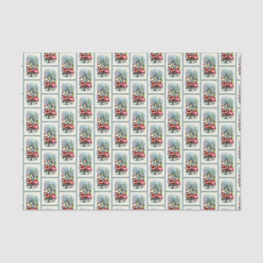 レトロなヴィンテージタイルのクリスマスサンタ 薄葉紙 (正面)