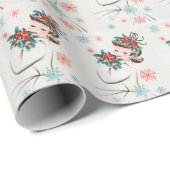 レトロなヴィンテージタイルのクリスマスパーティー ラッピングペーパー (ロールコーナー)