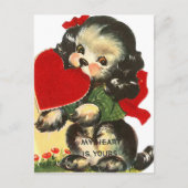 レトロなヴィンテージバレンタインパピー ポストカード (正面)