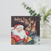 レトロなヴィンテージ飛んでいるサンタ・トナカイ 招待状 (スタンド正面)