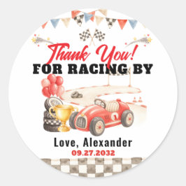 レトロなヴィンテージ・レースカーの誕生日おめでとう ラウンドシール