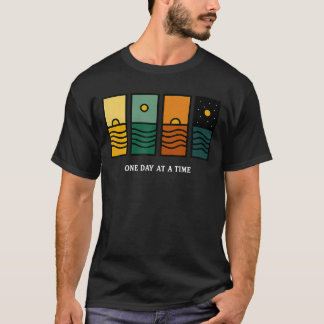 レトロな一日を愛でるモチベーションの引用 レトロな夕日 Tシャツ