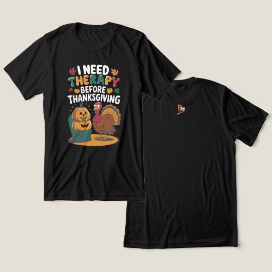 レトロな七面鳥のセラピー トライブレンドTシャツ (デザイン正面&裏面)