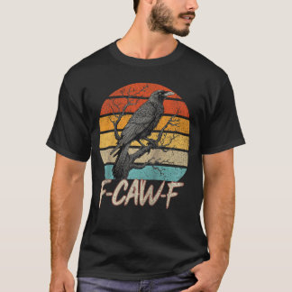 レトロな不気味な面白いカラス鳥のグランジ デザイン ラグラン Tシャツ