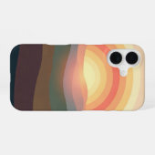 レトロな丘陵の日の出 iPhone 16ケース (裏面横)