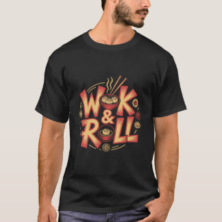 レトロな中華料理のディムサム Wok & Roll アジアンカフェ Tシャツ