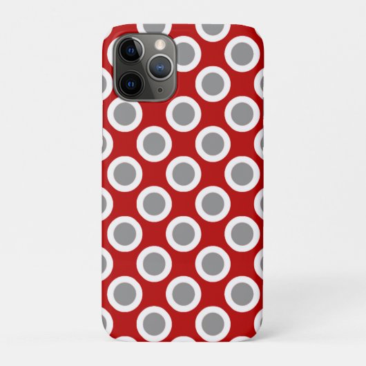 レトロな丸い点、深い赤と灰色 Case-Mate iPhoneケース (裏)