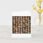 レトロな人形ステッカー カード (黄色い花)