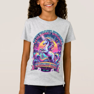 レトロな伝説のユニコーンと星のガールズTシャツ Tシャツ