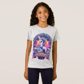 レトロな伝説のユニコーンと星のガールズTシャツ Tシャツ (正面フル)