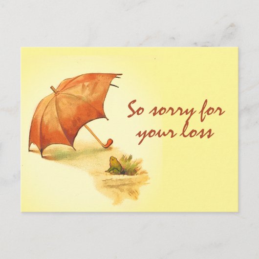 レトロな傘を持つ孤独なフクロクの共感 ポストカード (正面)