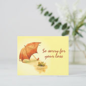 レトロな傘を持つ孤独なフクロクの共感 ポストカード (スタンド正面)