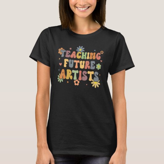 レトロな先生と女子学生 芸術家を育てる Tシャツ (正面)