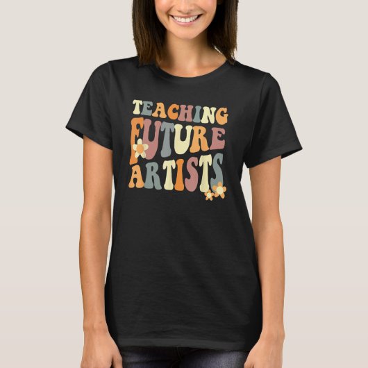 レトロな先生と生徒 女性 アーティスト育成 Tシャツ (正面)