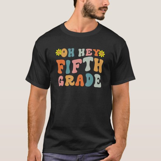 レトロな先生+小学生+五年生+バック Tシャツ (正面)