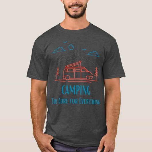 レトロな全ての悩みをキャンプが解決 Tシャツ (正面)