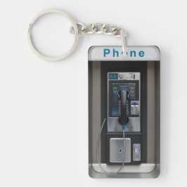 レトロな公衆電話デザイン、ビンテージの電話ボックスアート キーホルダー