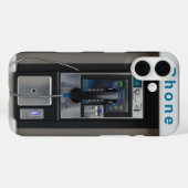 レトロな公衆電話デザイン、ビンテージの電話ボックスアート Case-Mate iPhoneケース (裏面 (横))