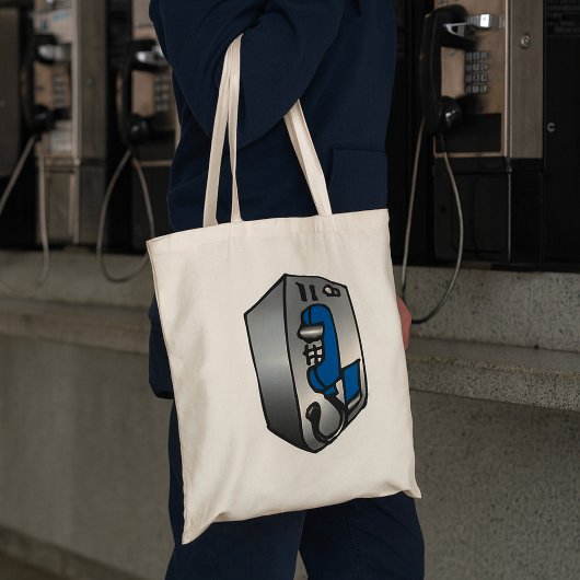 レトロな公衆電話 青と銀の公衆電話 トートバッグ