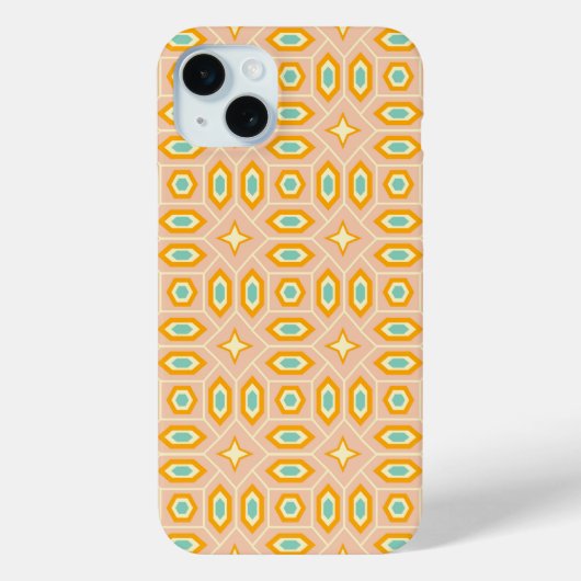 レトロな六角形と星の幾何学模様 Case-Mate iPhoneケース (裏面)