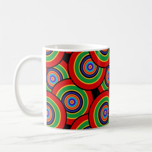 レトロな円とリング コーヒーマグカップ (左)