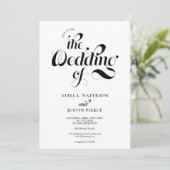 レトロな写真 黒白スクリプト 結婚式 QRコード 招待状 (スタンド正面)