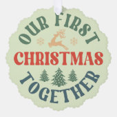 レトロな初婚記念のクリスマスの思い出 オーナメントカード (正面)