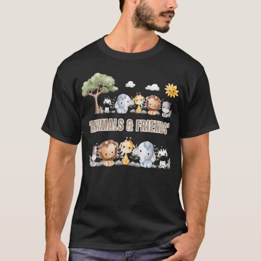 レトロな動物の男の子 Tシャツ (正面)