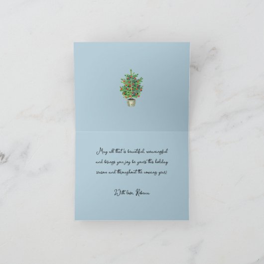 レトロな古いクリスマス冬の教会の人々は外にいます シーズンカード (内部)