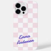 レトロな名前のライトピンクと白の市松模様 Case-Mate iPhoneケース (裏面)