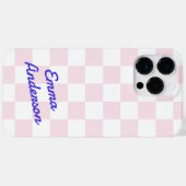 レトロな名前のライトピンクと白の市松模様 Case-Mate iPhoneケース (裏面 (横))
