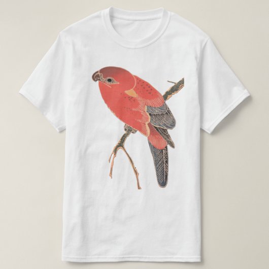 レトロな和風の赤い鳥のデザイン グラフィック Tシャツ (デザイン正面)