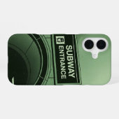レトロな地下鉄のサイン iPhone 16ケース (裏面横)