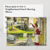 レトロな地域見守り会の社交的な集会への招待 招待状 (正面/裏面)