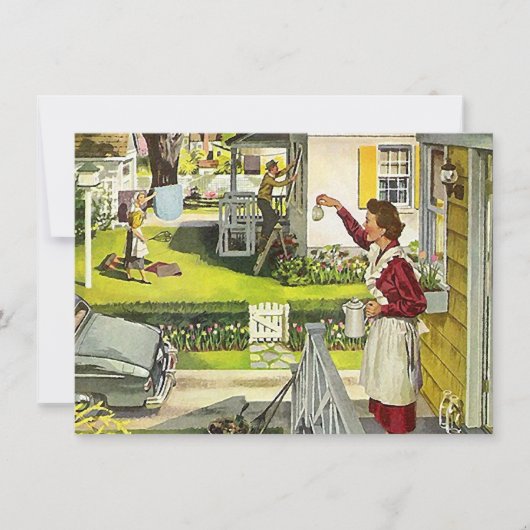 レトロな地域見守り会の社交的な集会への招待 招待状 (正面)