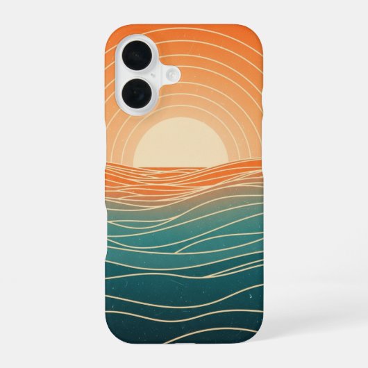 レトロな地平線の波紋 iPhone 16ケース (裏面)