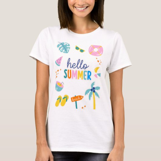 レトロな夏のビーチの楽しみデザイン Tシャツ (正面)