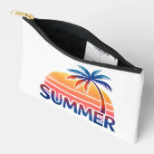 レトロな夏の夕日とヤシの木 アクセサリーポーチ (見開き)