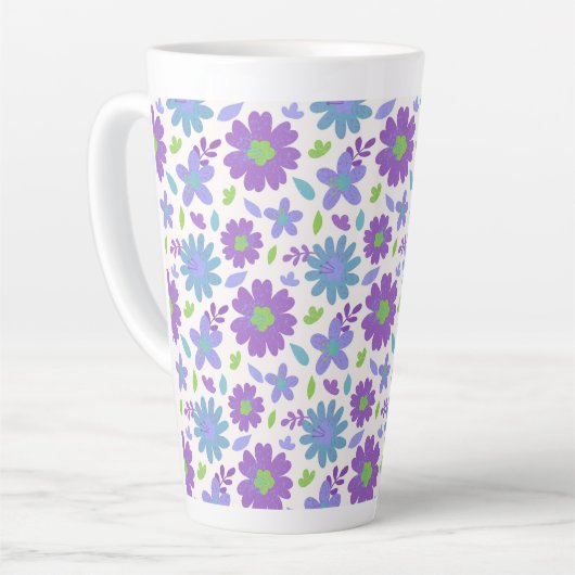 レトロな夏の花 カフェラテマグ (左アングル)