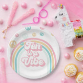 レトロな夏の虹色のビジュアル Ten is a Vibe ペーパープレート (パーティー)