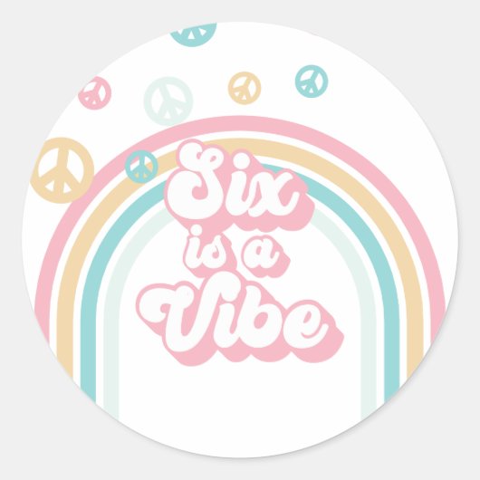 レトロな夏の虹 Six is a Vibe ラウンドシール (正面)