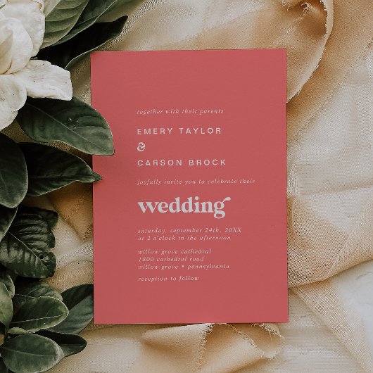 レトロな夏 | ホットピンクの結婚式 招待状