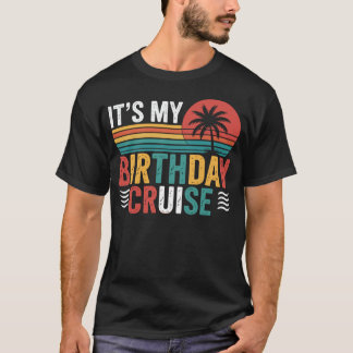 レトロな夕日が沈むクルーズで私の誕生日を祝おう Tシャツ