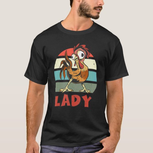 レトロな夕日とクレイジチキンレディ Tシャツ (正面)