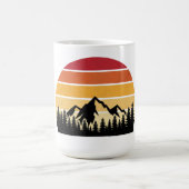 レトロな夕日と山の風景 | ビンテージの自然 コーヒーマグカップ (中央)
