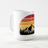 レトロな夕日と山の風景 | ビンテージの自然 コーヒーマグカップ (正面左)