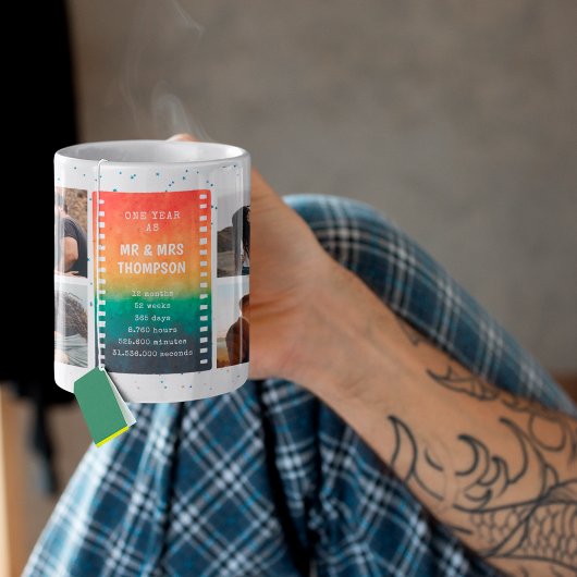 レトロな夕日写真の夫婦の1stアニバーサリー コーヒーマグカップ
